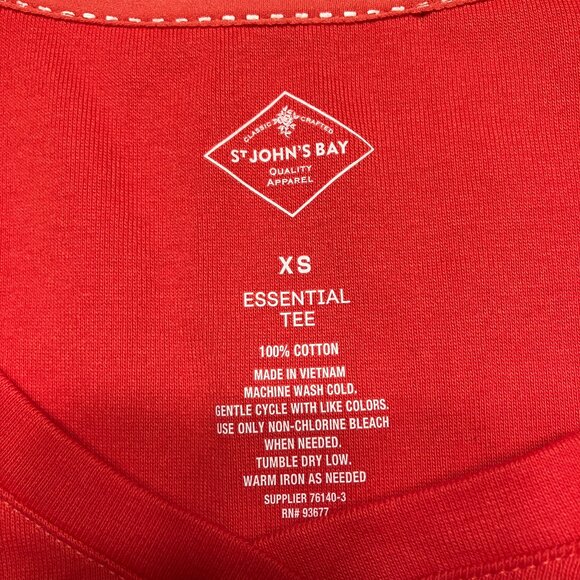 NWT St Johns Bay V-Neck Tee Shirt Short Sleeve Orange Size XS - Picture 2 of 6